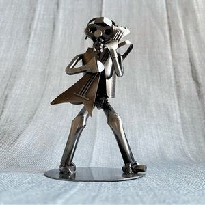 Nuts & Bolts Sculpture Guitar Player Handmade Metal Music Man Figure Ornament